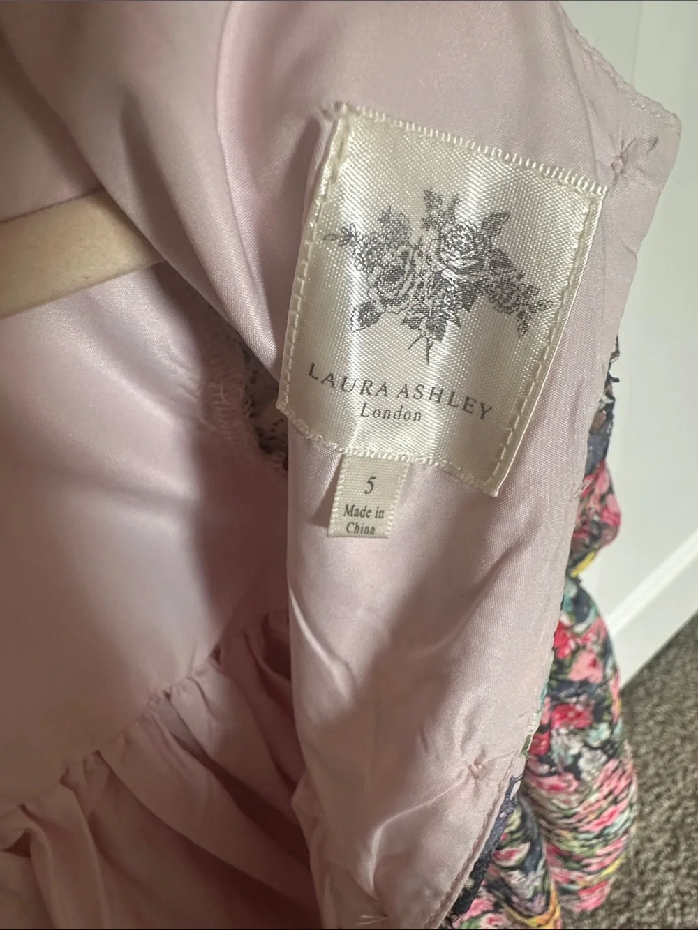 Laura Ashley Floral Puff Sleeve Dress in Black, Pink, Yellow, Green